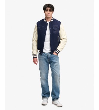 Superdry Veste Vintage Patched Varsity bleu marine et écru