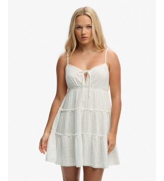 Superdry Off-white flæsekjole i mini-længde af chiffon