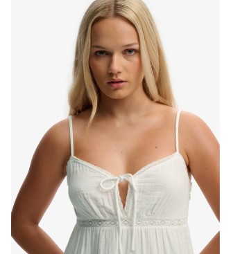Superdry Off-white flæsekjole i mini-længde af chiffon