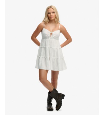 Superdry Off-white flæsekjole i mini-længde af chiffon