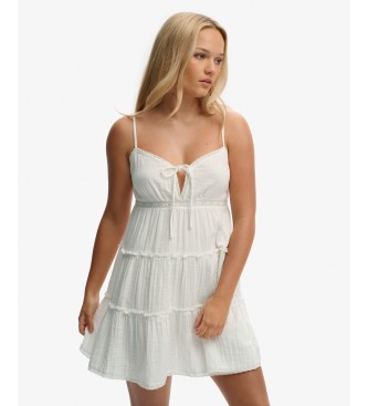 Superdry Off-white flæsekjole i mini-længde af chiffon
