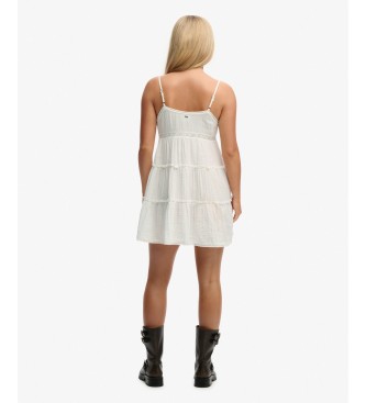 Superdry Off-white flæsekjole i mini-længde af chiffon