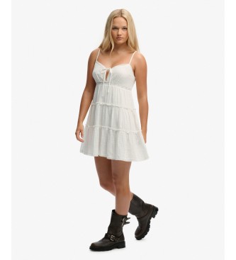 Superdry Off-white flæsekjole i mini-længde af chiffon
