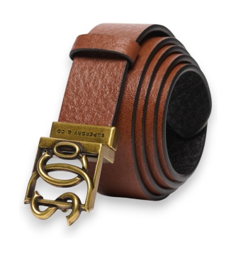 Superdry Ceinture en cuir Monogram marron