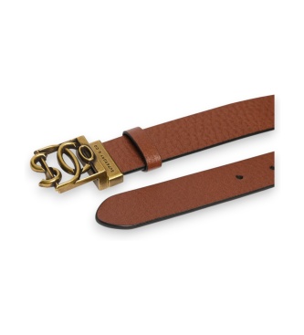 Superdry Ceinture en cuir Monogram marron