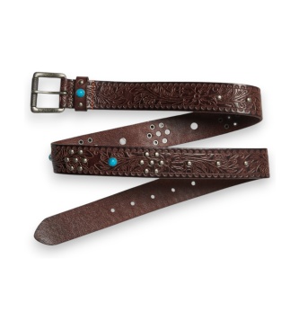 Superdry Cinto de couro Statement marrom