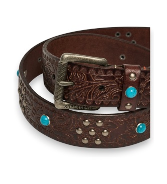 Superdry Cinto de couro Statement marrom