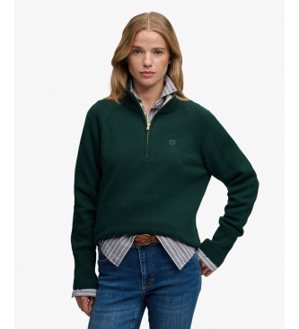 Superdry Knit sweater with half zip in green