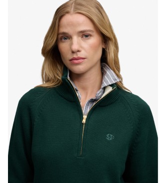 Superdry Knit sweater with half zip in green