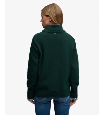 Superdry Knit sweater with half zip in green