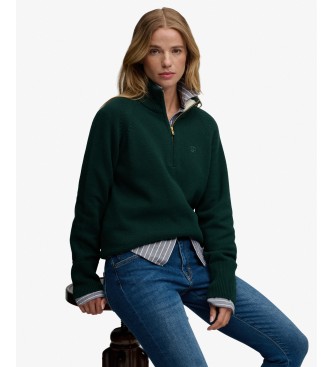 Superdry Knit sweater with half zip in green