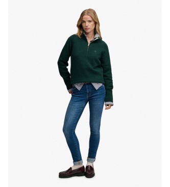 Superdry Knit sweater with half zip in green