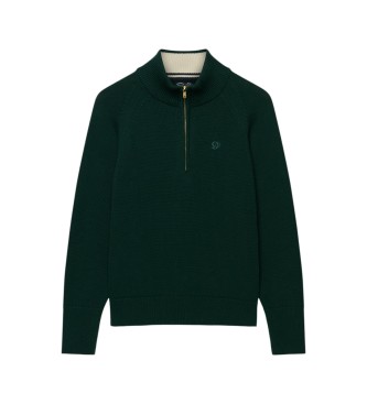 Superdry Knit sweater with half zip in green