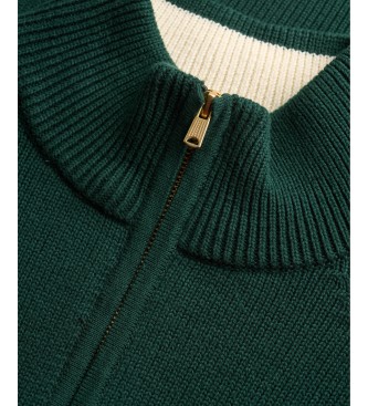 Superdry Knit sweater with half zip in green