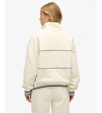 Superdry Country Club Loose 1/4 Zip Sweatshirt in off-white