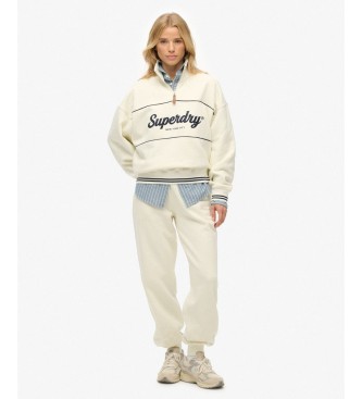 Superdry Country Club Loose 1/4 Zip Sweatshirt in off-white
