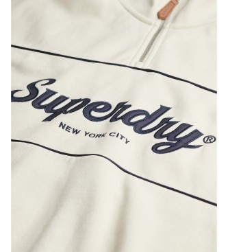 Superdry Country Club Loose 1/4 Zip Sweatshirt in off-white