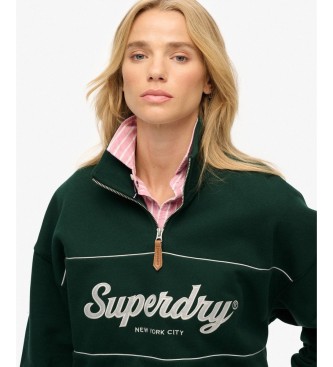 Superdry Country Club Loose 1/4 Zip Sweatshirt in green