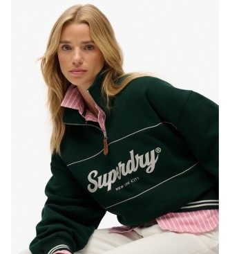 Superdry Country Club Loose 1/4 Zip Sweatshirt in green