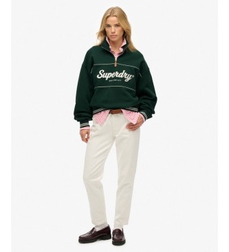 Superdry Country Club Loose 1/4 Zip Sweatshirt in green
