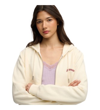 Superdry White Essential Logo Cropped Hoodie