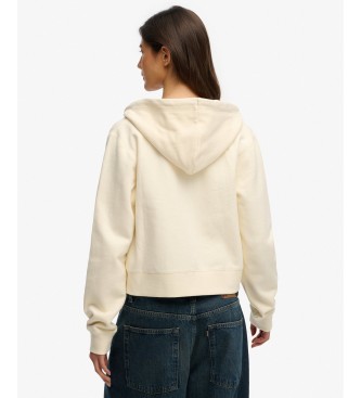 Superdry White Essential Logo Cropped Hoodie