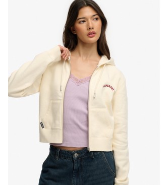 Superdry White Essential Logo Cropped Hoodie