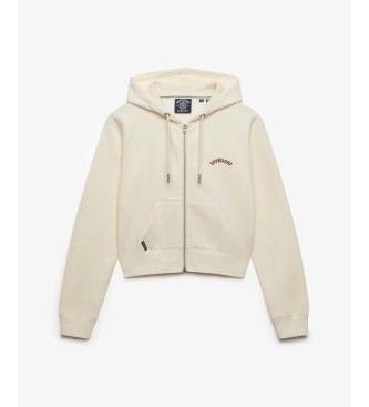 Superdry White Essential Logo Cropped Hoodie