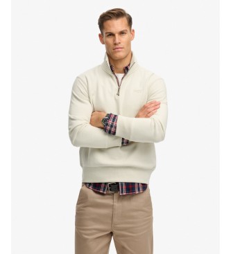 Superdry Sudadera Essential Logo media cremallera beige