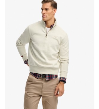 Superdry Sudadera Essential Logo media cremallera beige