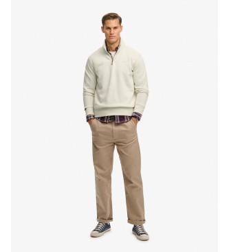 Superdry Sudadera Essential Logo media cremallera beige
