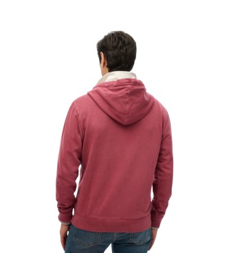 Superdry Essential Logo Washed Ziphoodie sweater granaatrood