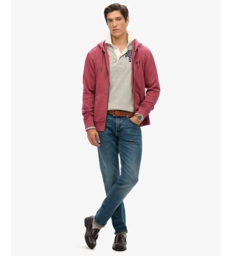 Superdry Essential Logo Washed Ziphoodie sweater granaatrood