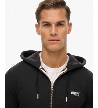 Superdry Essential Logo hættetrøje med lynlås sort