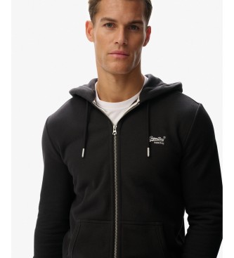Superdry Essential Logo hættetrøje med lynlås sort
