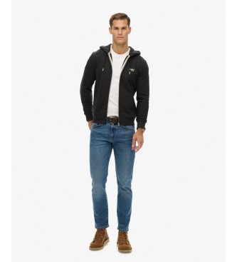 Superdry Essential Logo hættetrøje med lynlås sort