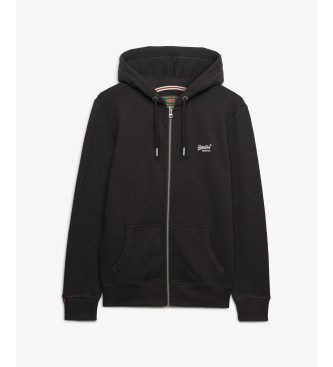 Superdry Essential Logo hættetrøje med lynlås sort