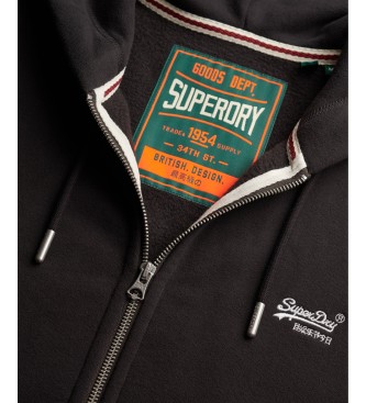 Superdry Essential Logo hættetrøje med lynlås sort