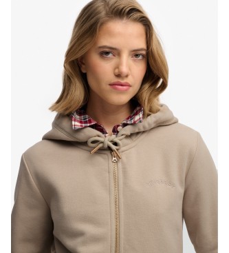 Superdry Sudadera con capucha Essential Logo Ziphood beige