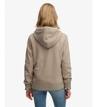 Superdry Sudadera con capucha Essential Logo Ziphood beige
