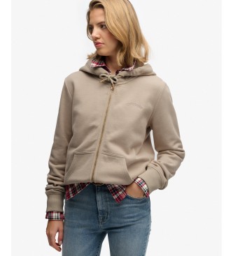 Superdry Sudadera con capucha Essential Logo Ziphood beige