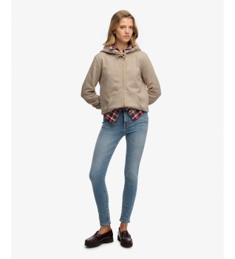 Superdry Sudadera con capucha Essential Logo Ziphood beige