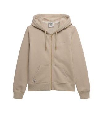 Superdry Sudadera con capucha Essential Logo Ziphood beige