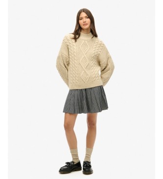 Superdry Vintage Pleated Rock kariert grau