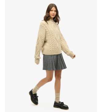 Superdry Vintage Pleated Rock kariert grau