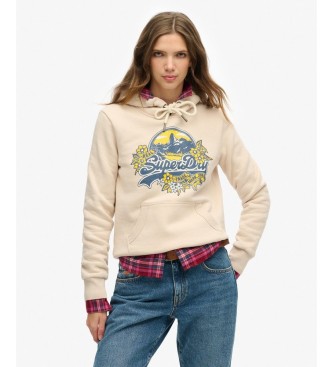 Superdry Beige Floral Hoodie