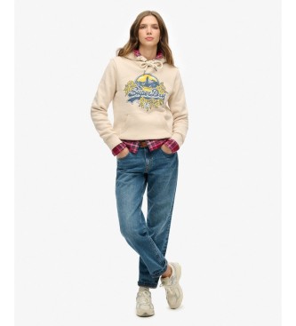 Superdry Beige Floral Hoodie