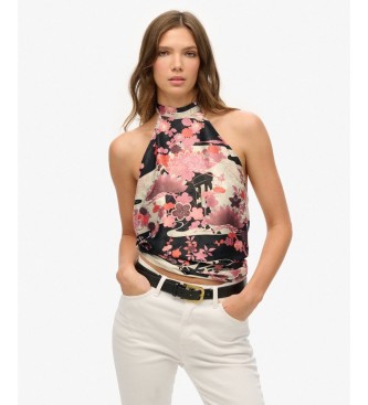 Superdry Pink Goshodoki jacquard halter top