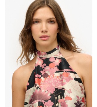 Superdry Pink Goshodoki jacquard halter top