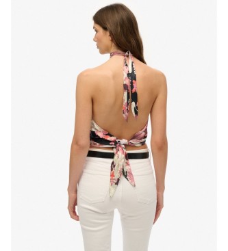 Superdry Pink Goshodoki jacquard halter top